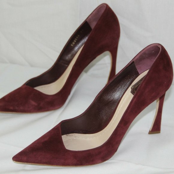 Dior Shoes - Christian Dior Burgundy Suede Pointed-toe Sculpted
